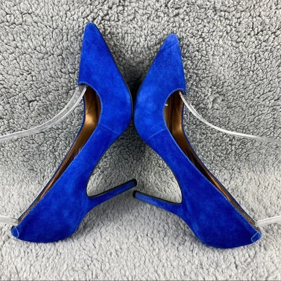Bcbgeneration shoe heels Pump‎ Womens 6 B Blue Suede Pointed Toe Kitten Heels - Picture 7 of 13